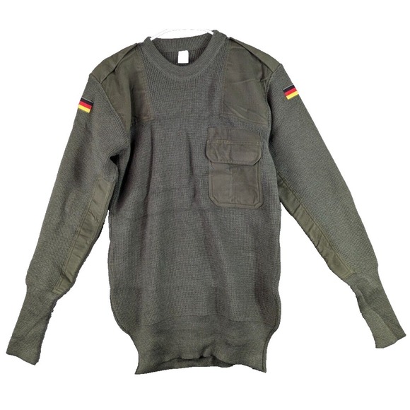 German Sturm Commando Sweater Mens Medium Green Wool Patch Blend Knit Outdoor - Picture 1 of 11